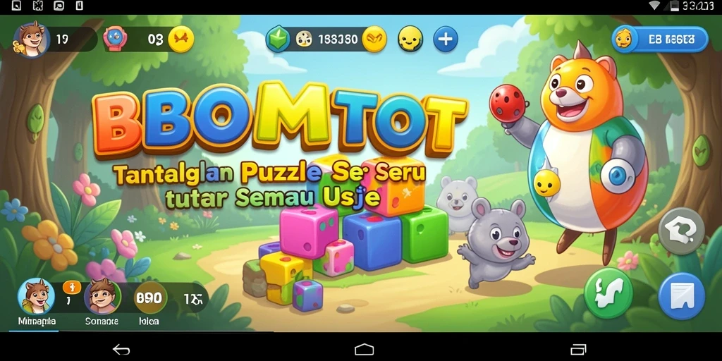 Gameplay BOMTOTO menampilkan tantangan Puzzle yang seru dan berwarna.