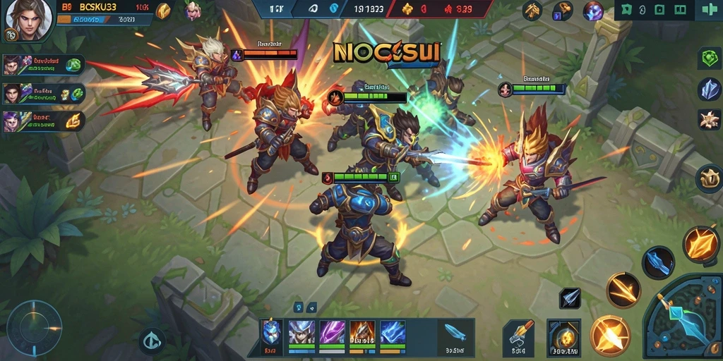 Screenshot BOSKU33 menunjukkan aksi pertarungan seru di arena MOBA.