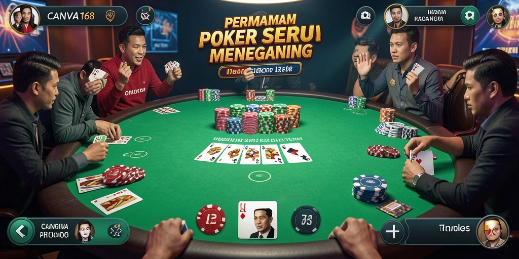 Screenshot gameplay CANVA168 menampilkan aksi poker yang mendebarkan.