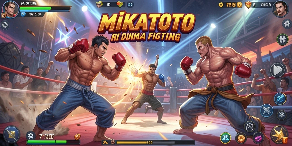 Tampilan gameplay MIKATOTO yang mendebarkan dalam pertarungan Fighting.