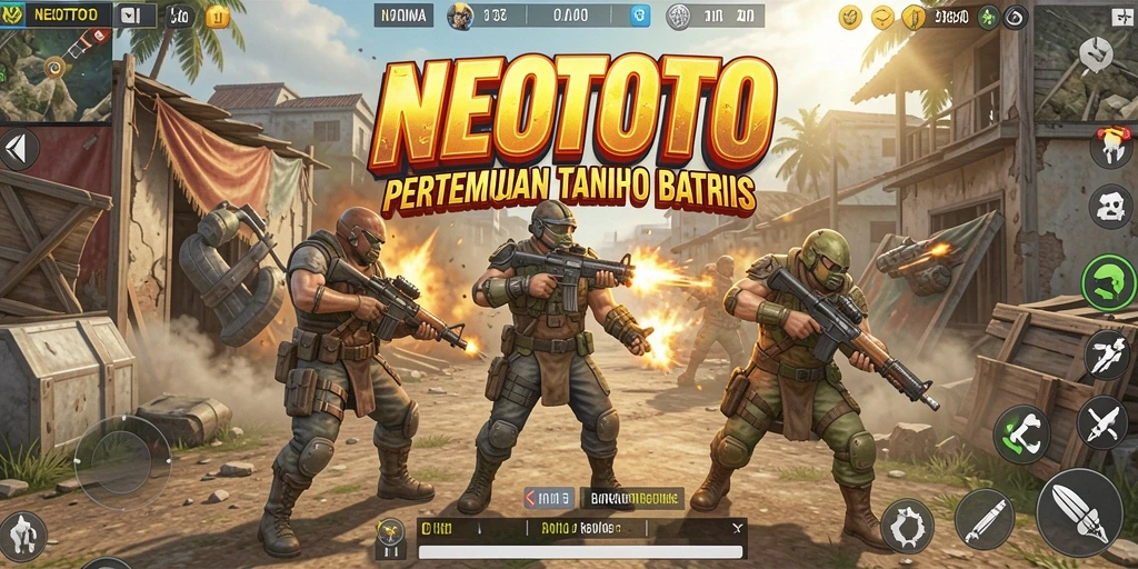 Tangkapan layar <strong>NEOTOTO</strong> menampilkan aksi seru dalam pertempuran Battle Royale.