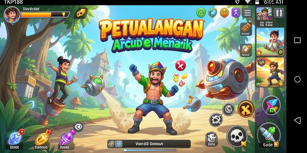 Tangkapan layar utama TKP188 menampilkan aksi seru gameplay Arcade.